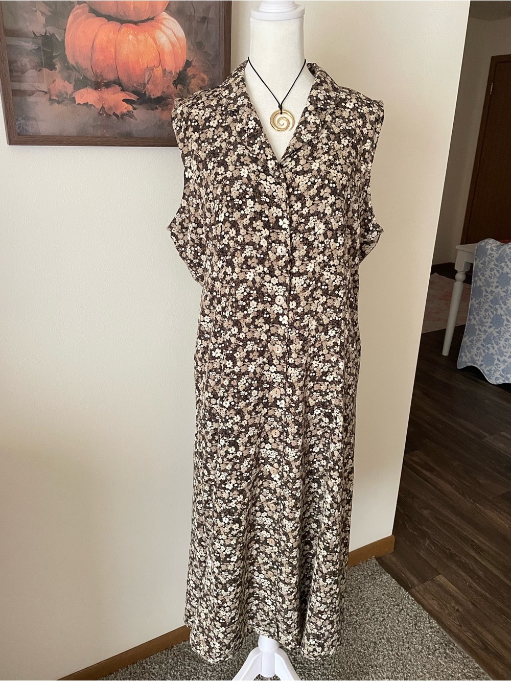 Christopher & Banks Vintage Y2K Floral Sleeveless Midi Maxi Dress US 12